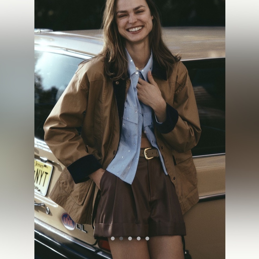 NWT new 12 Anthropologie Maeve faux leather cuffed shorts chocolate brown - Picture 7 of 15